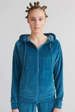 Nicki-Kapuzenjacke Aus Bio-Baumwolle - Donaublau