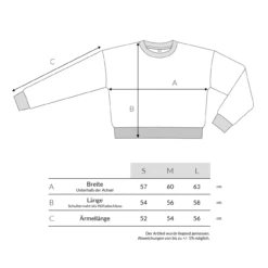 Organic Crop Sweatshirt - Melange Grey 5 Organic Crop Sweatshirt - Melange Grey -MELA Geschaft Abmessungen COR63 1280x1280 1