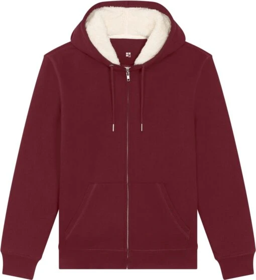 Gefütterte Unisex Kapuzenjacke Aus Bio-Baumwolle - Burgundy -MELA Geschaft Bio Baumwoll Sweatjacke oekofair U956 244 1280x1280