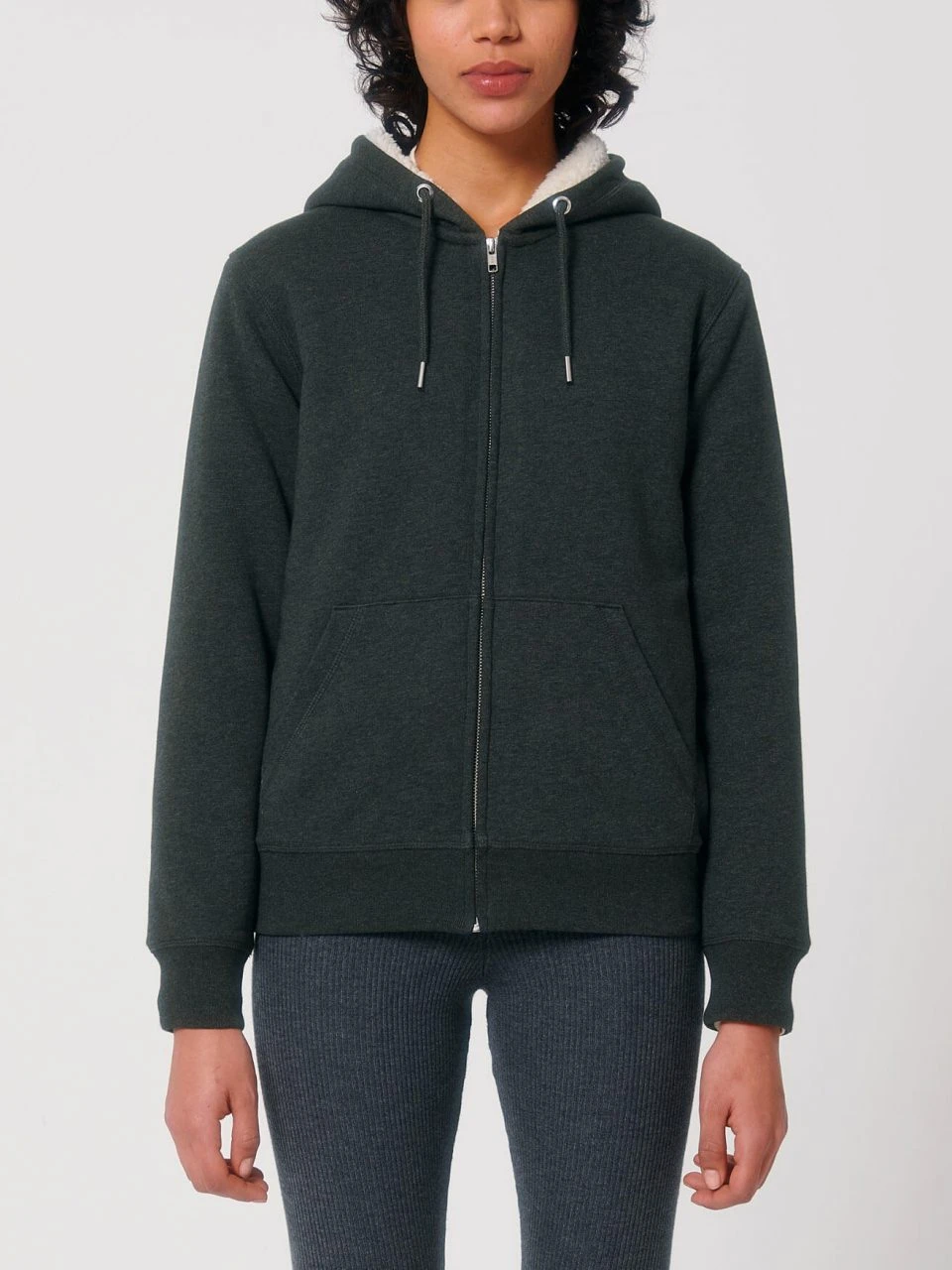 Gefütterte Unisex Kapuzenjacke Aus Bio-Baumwolle - Dark Heather Grey 3 Gefütterte Unisex Kapuzenjacke Aus Bio-Baumwolle - Dark Heather Grey – Bild 3