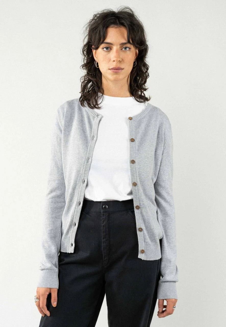 Mela Cardigan Aus Bio-Baumwolle - Grau-meliert 3 Mela Cardigan Aus Bio-Baumwolle - Grau-meliert – Bild 3