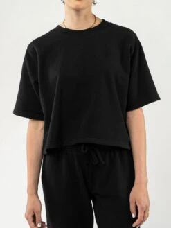 Mela Fairtrade Kurzarm Sweatshirt Deepali Aus Bio-Baumwolle - Schwarz