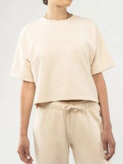 Mela Fairtrade Kurzarm Sweatshirt Deepali Aus Bio-Baumwolle - Oat