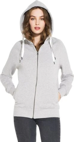 Unisex Biobaumwoll Zip-Up Hoody Mit Seitentaschen - Grau-meliert 7 Unisex Biobaumwoll Zip-Up Hoody Mit Seitentaschen - Grau-meliert -MELA Geschaft EP60Z hoodie mit doppeltem zugband 1280x1280