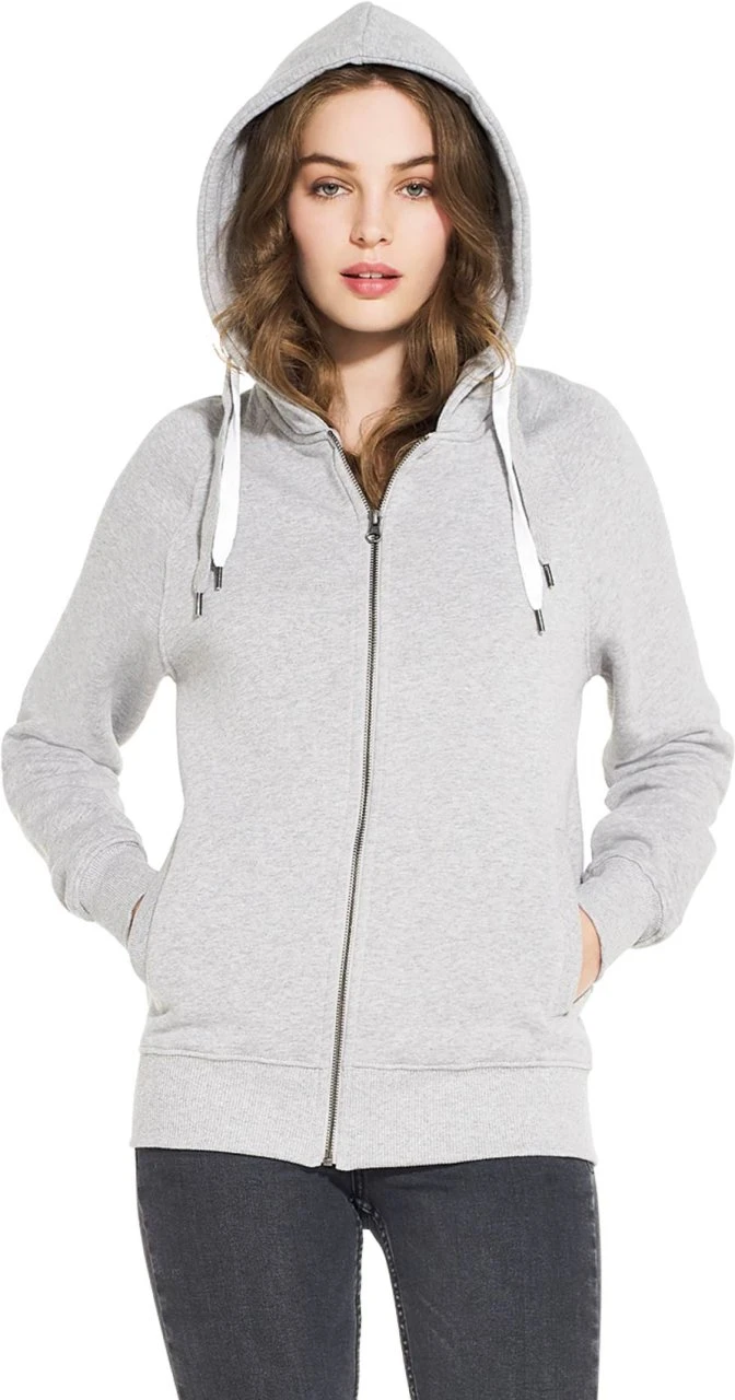 Unisex Biobaumwoll Zip-Up Hoody Mit Seitentaschen - Grau-meliert 3 Unisex Biobaumwoll Zip-Up Hoody Mit Seitentaschen - Grau-meliert – Bild 3