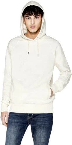 Schwerer Raglan Hoodie Aus Bio-Baumwolle - White Mist -MELA Geschaft EP61P WM Earth Positive Unisex Kapuzenpulli Kordelzug Model Organic Cotton umweltfreundlich 1280x1280