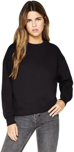 Schweres Sweatshirt Aus Biobaumwolle - Black 8 Schweres Sweatshirt Aus Biobaumwolle - Black -MELA Geschaft EP64 BL Frauen Pulli ueberschnittene Schultern schwarz Earth Positive model 1280x1280