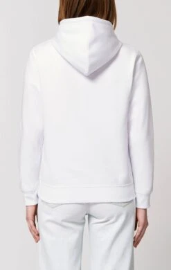 Unisex Hoodie Aus Bio-Baumwolle - White 16 Unisex Hoodie Aus Bio-Baumwolle - White -MELA Geschaft GSTSU812 001 Unisex Pullover Damenmodel hinten bio Baumwolle organic 1280x1280