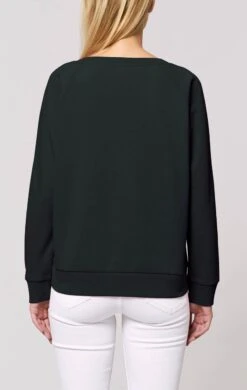 Sweatshirt Aus Bio-Baumwolle - Black -MELA Geschaft GSTSW125 002 Fair Trade Pullover l ger black Damenmodel hinten bio oekologisch 1280x1280