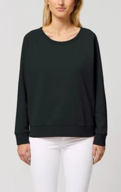 Sweatshirt Aus Bio-Baumwolle - Black -MELA Geschaft GSTSW125 002 Raglan Sweatshirt Frauen laessig schwarz Rundhalsausschnitt organic fair wear 1280x1280