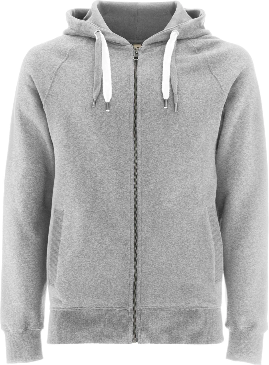 Unisex Biobaumwoll Zip-Up Hoody Mit Seitentaschen - Grau-meliert 1 Unisex Biobaumwoll Zip-Up Hoody Mit Seitentaschen - Grau-meliert