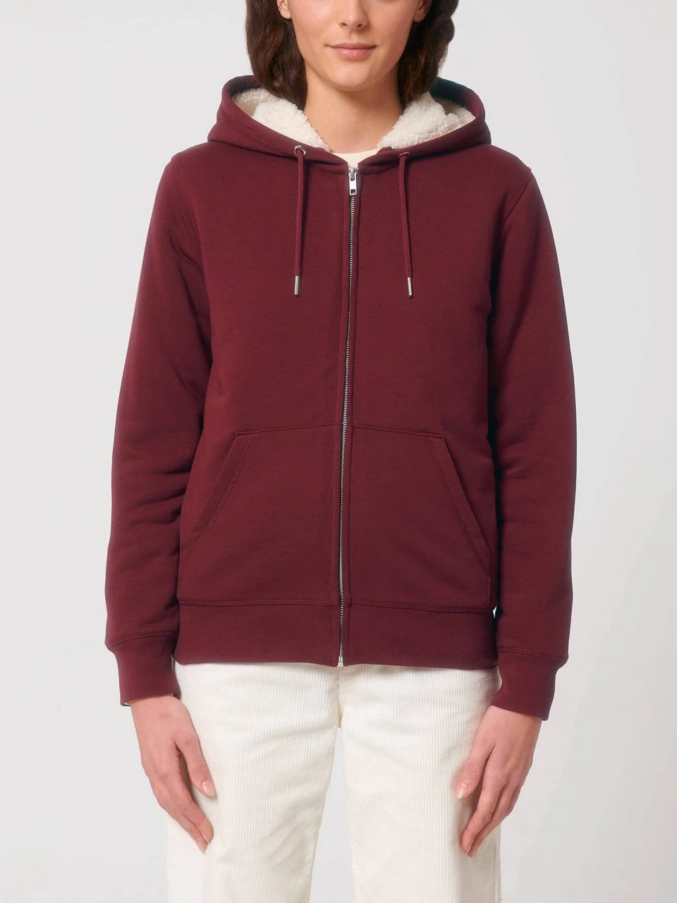 Gefütterte Unisex Kapuzenjacke Aus Bio-Baumwolle - Burgundy 8 Gefütterte Unisex Kapuzenjacke Aus Bio-Baumwolle - Burgundy – Bild 8