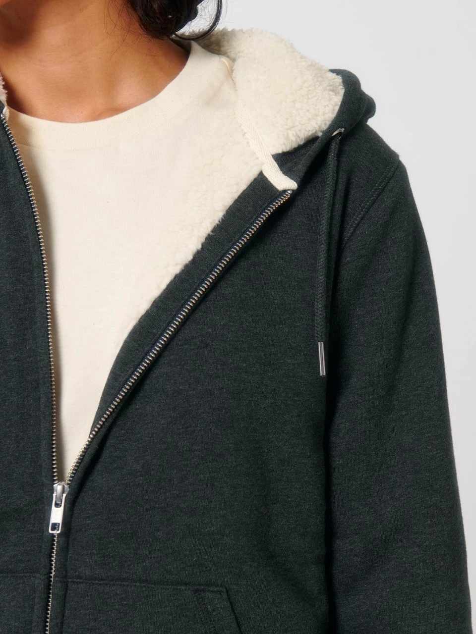 Gefütterte Unisex Kapuzenjacke Aus Bio-Baumwolle - Dark Heather Grey 5 Gefütterte Unisex Kapuzenjacke Aus Bio-Baumwolle - Dark Heather Grey – Bild 5