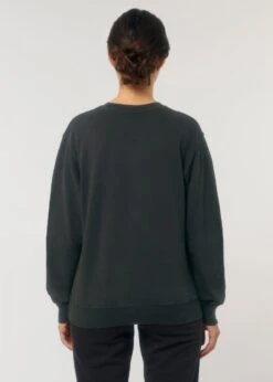 Vintage Terry Sweatshirt Aus Bio-Baumwolle - G. Dyed Black Rock -MELA Geschaft Rueckansicht hochwertiger Pullover vegan U085 140 1280x1280