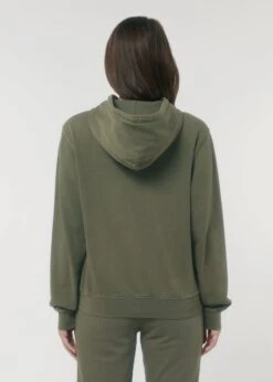 Vintage Terry Hoodie Aus Bio-Baumwolle - G. Dyed Khaki -MELA Geschaft Rueckansicht nachhaltiger veganer Kapuzenpullover U040 109 1280x1280