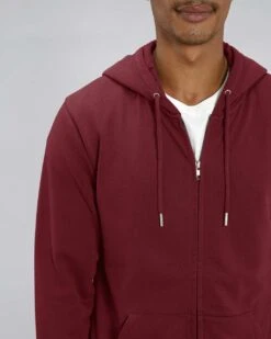 Unisex Kapuzenjacke Aus Bio-Baumwolle - Burgundy 11 Unisex Kapuzenjacke Aus Bio-Baumwolle - Burgundy -MELA Geschaft U820 244 Zip Hoodie verdeckter Reissverschluss fair wear mm detail 1280x1280