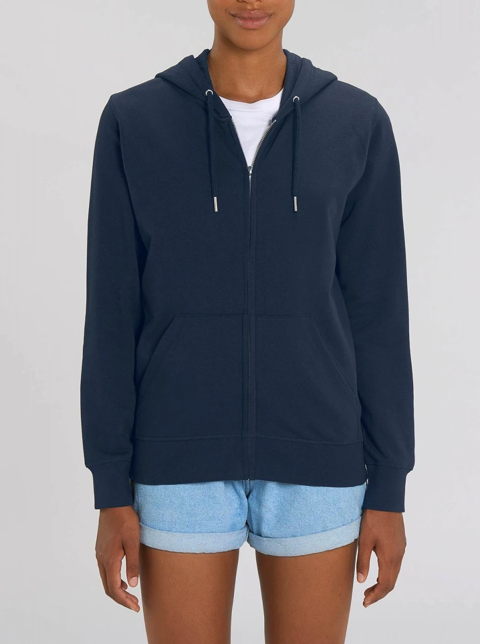 Unisex Kapuzenjacke Aus Bio-Baumwolle - French Navy 7 Unisex Kapuzenjacke Aus Bio-Baumwolle - French Navy – Bild 7