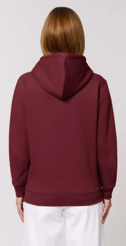 Unisex Hoodie Aus Bio-Baumwolle - Burgundy -MELA Geschaft U822 244 Frauen Sweater mit doppellagiger Kapuze schadstoffarme Herstellung fm back 1280x1280