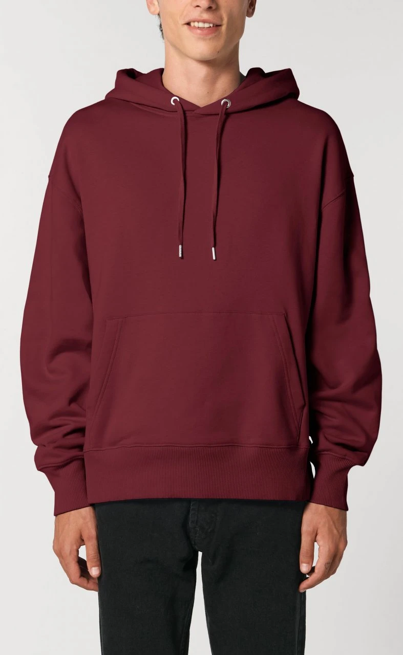 Oversized Unisex Hoodie Aus Bio-Baumwolle - Burgundy 3 Oversized Unisex Hoodie Aus Bio-Baumwolle - Burgundy – Bild 3