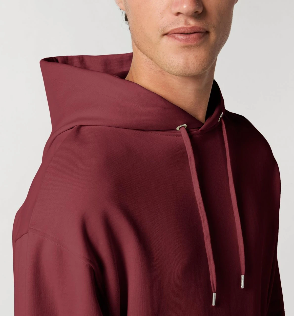 Oversized Unisex Hoodie Aus Bio-Baumwolle - Burgundy 5 Oversized Unisex Hoodie Aus Bio-Baumwolle - Burgundy – Bild 5