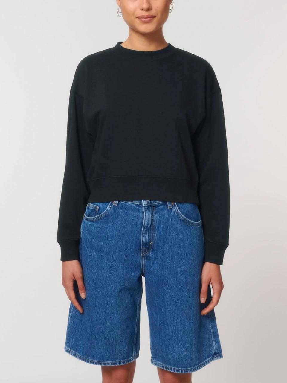 Cropped Sweatshirt Aus Bio-Baumwolle - Black 3 Cropped Sweatshirt Aus Bio-Baumwolle - Black – Bild 3