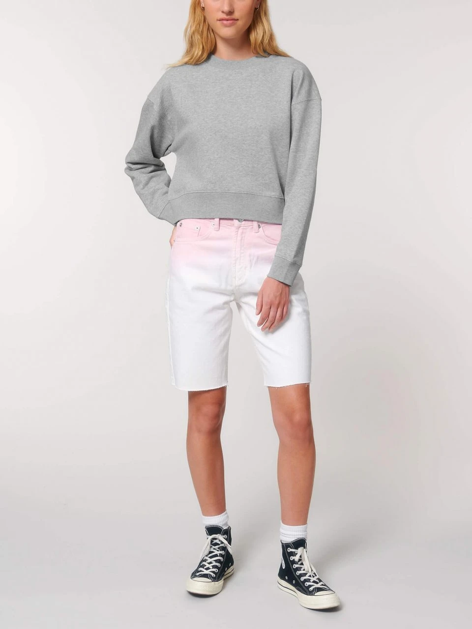 Cropped Sweatshirt Aus Bio-Baumwolle - Heather Grey 4 Cropped Sweatshirt Aus Bio-Baumwolle - Heather Grey – Bild 4