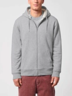 Gefütterte Unisex Kapuzenjacke Aus Bio-Baumwolle - Heather Grey -MELA Geschaft ecofriendly Zip Jacket Sherpa U956 250 1280x1280