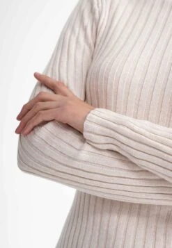 Fairtrade Strickpullover Namari - Cream Melange -MELA Geschaft frauen pullover strick bio fair vegan creme cream melange mela rippstrick namari crmm 1280x1280
