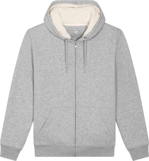 Gefütterte Unisex Kapuzenjacke Aus Bio-Baumwolle - Heather Grey -MELA Geschaft grau melierte gefuetterte Sweatjacke U956 250 1280x1280