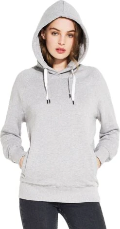 Raglan Hoodie Aus Bio-Baumwolle - Melange Grey -MELA Geschaft grau melierter kapu fair bio unisex zwei baendel 1280x1280