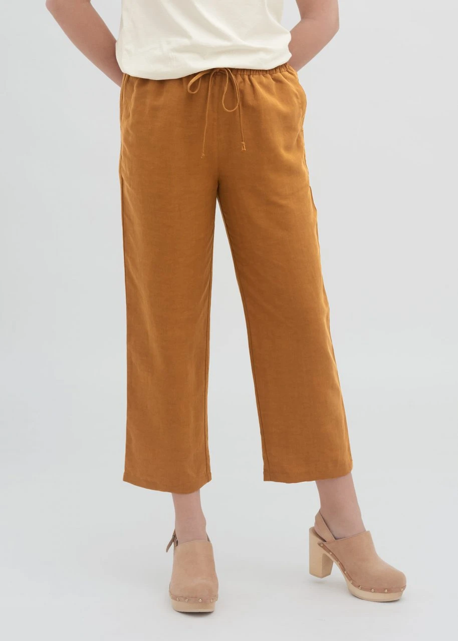 Hose Aus Tencel Und Leinen - Dark Amber 2 Hose Aus Tencel Und Leinen - Dark Amber – Bild 2