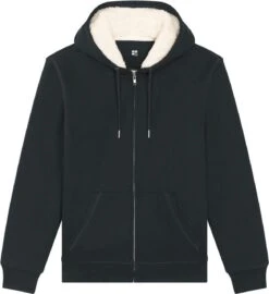 Gefütterte Unisex Kapuzenjacke Aus Bio-Baumwolle - Black