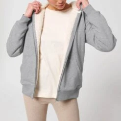 Gefütterte Unisex Kapuzenjacke Aus Bio-Baumwolle - Heather Grey -MELA Geschaft hochwertige Kuscheljacke grau meliert U956 250 1280x1280