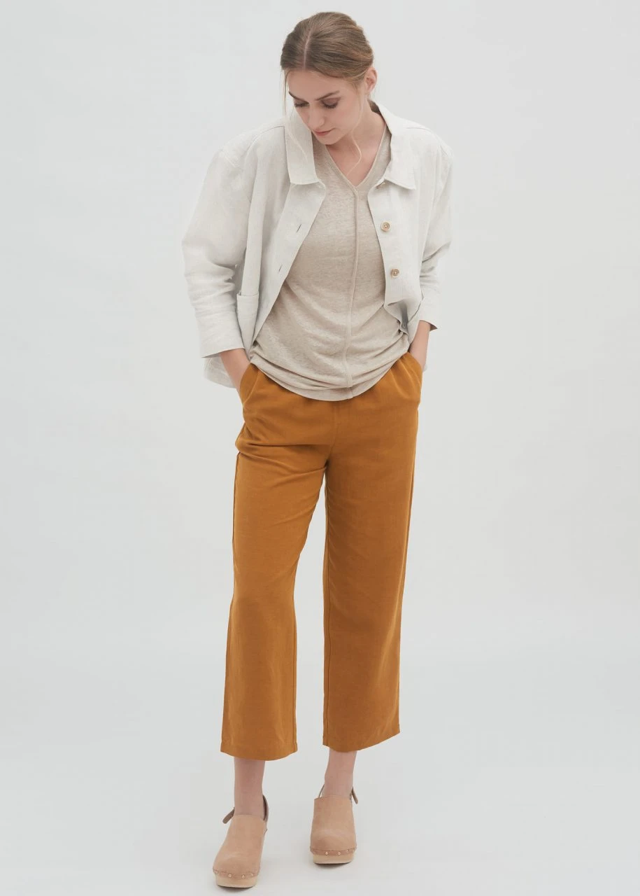 Hose Aus Tencel Und Leinen - Dark Amber 4 Hose Aus Tencel Und Leinen - Dark Amber – Bild 4