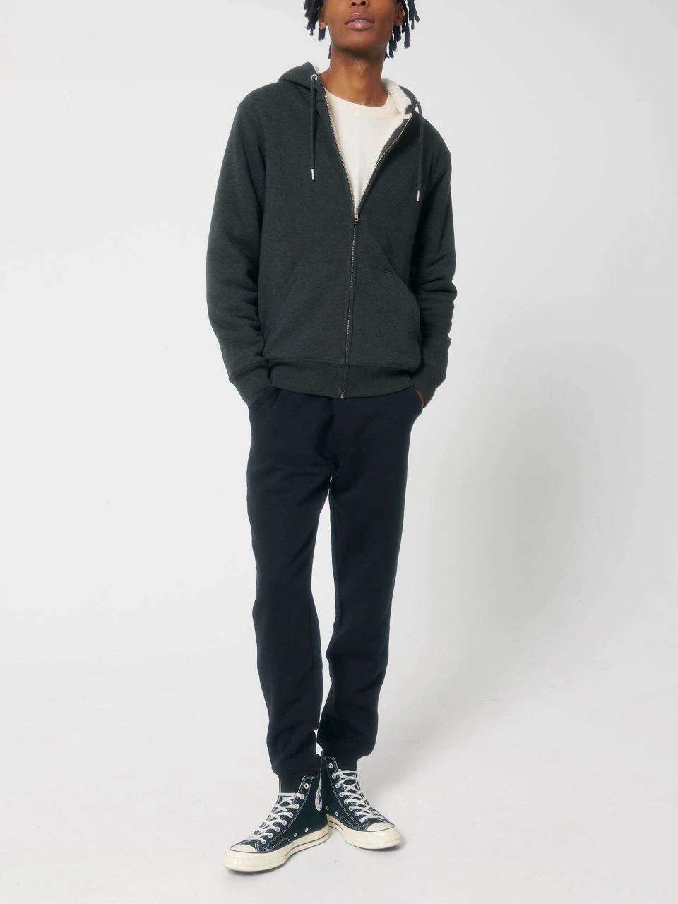 Gefütterte Unisex Kapuzenjacke Aus Bio-Baumwolle - Dark Heather Grey 8 Gefütterte Unisex Kapuzenjacke Aus Bio-Baumwolle - Dark Heather Grey – Bild 8