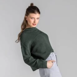 Strickpullover Aus Bio-Baumwolle - Dark Khaki -MELA Geschaft moderner strick pulli truestory TS021 58 1280x1280