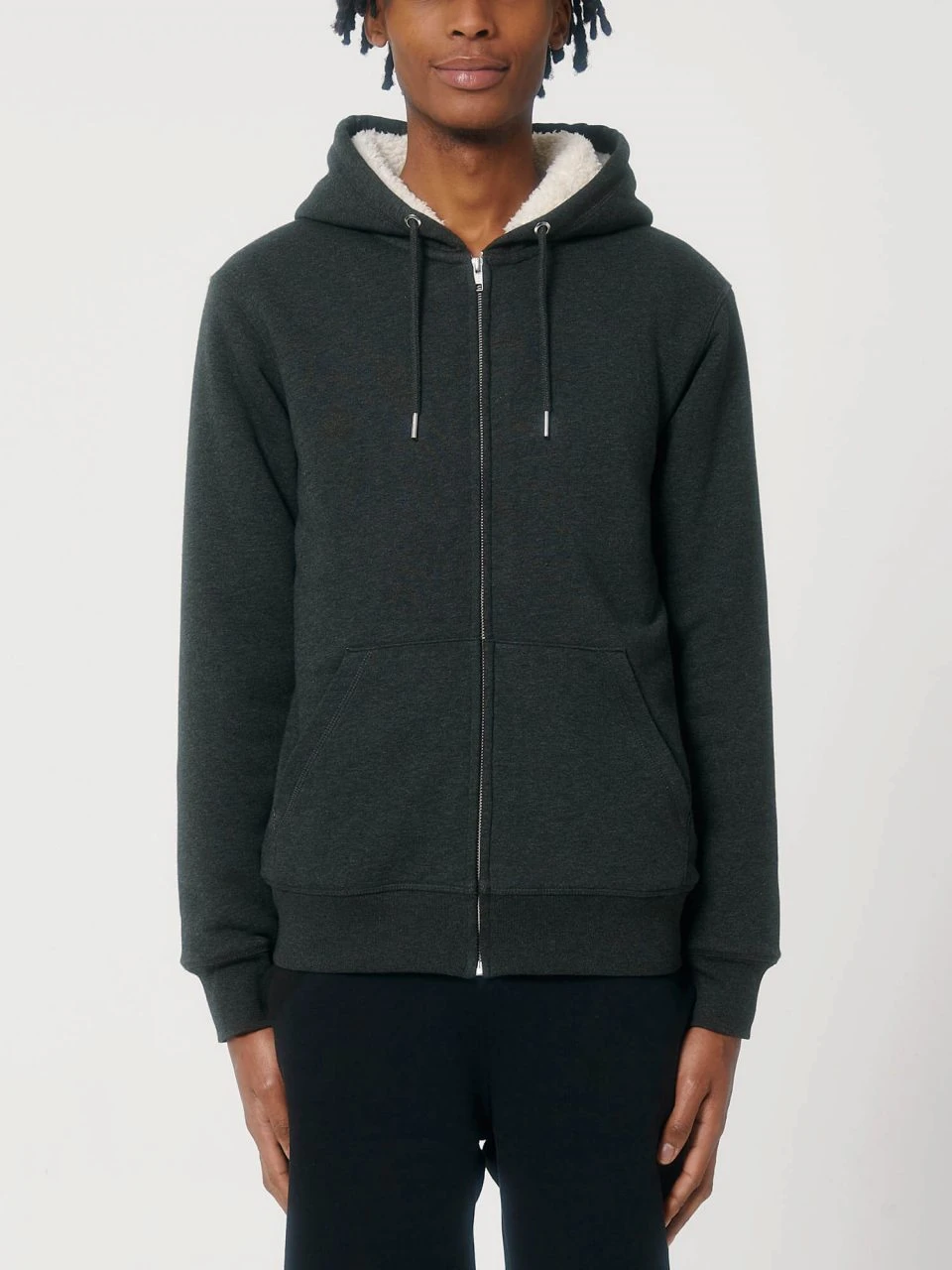 Gefütterte Unisex Kapuzenjacke Aus Bio-Baumwolle - Dark Heather Grey 7 Gefütterte Unisex Kapuzenjacke Aus Bio-Baumwolle - Dark Heather Grey – Bild 7