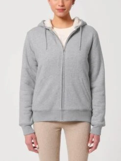 Gefütterte Unisex Kapuzenjacke Aus Bio-Baumwolle - Heather Grey -MELA Geschaft nachhaltige Kapuzenjacke gefuettert vegan U956 250 1280x1280