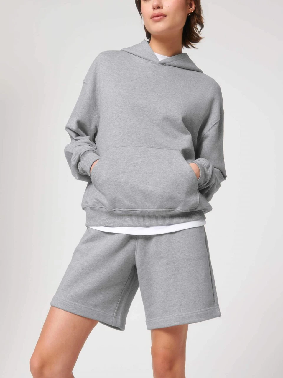 Oversized Unisex Heavy Hoodie Aus Bio-Baumwolle - Heather Grey 8 Oversized Unisex Heavy Hoodie Aus Bio-Baumwolle - Heather Grey – Bild 8