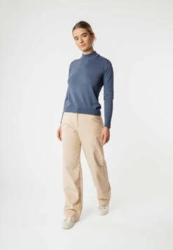 Mela Fairtrade Feinstrick-Pullover Sada Aus Bio-Baumwolle - Blue Stone -MELA Geschaft nachhaltiger Damen Pullover Stehkragen 112 300 bst 1280x1280