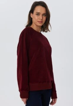 Nicki Cord Damen Sweatshirt Aus Bio-Baumwolle - Bordeaux -MELA Geschaft nachhaltiges Sweatshirt weinrot vegan 1278 030 1280x1280