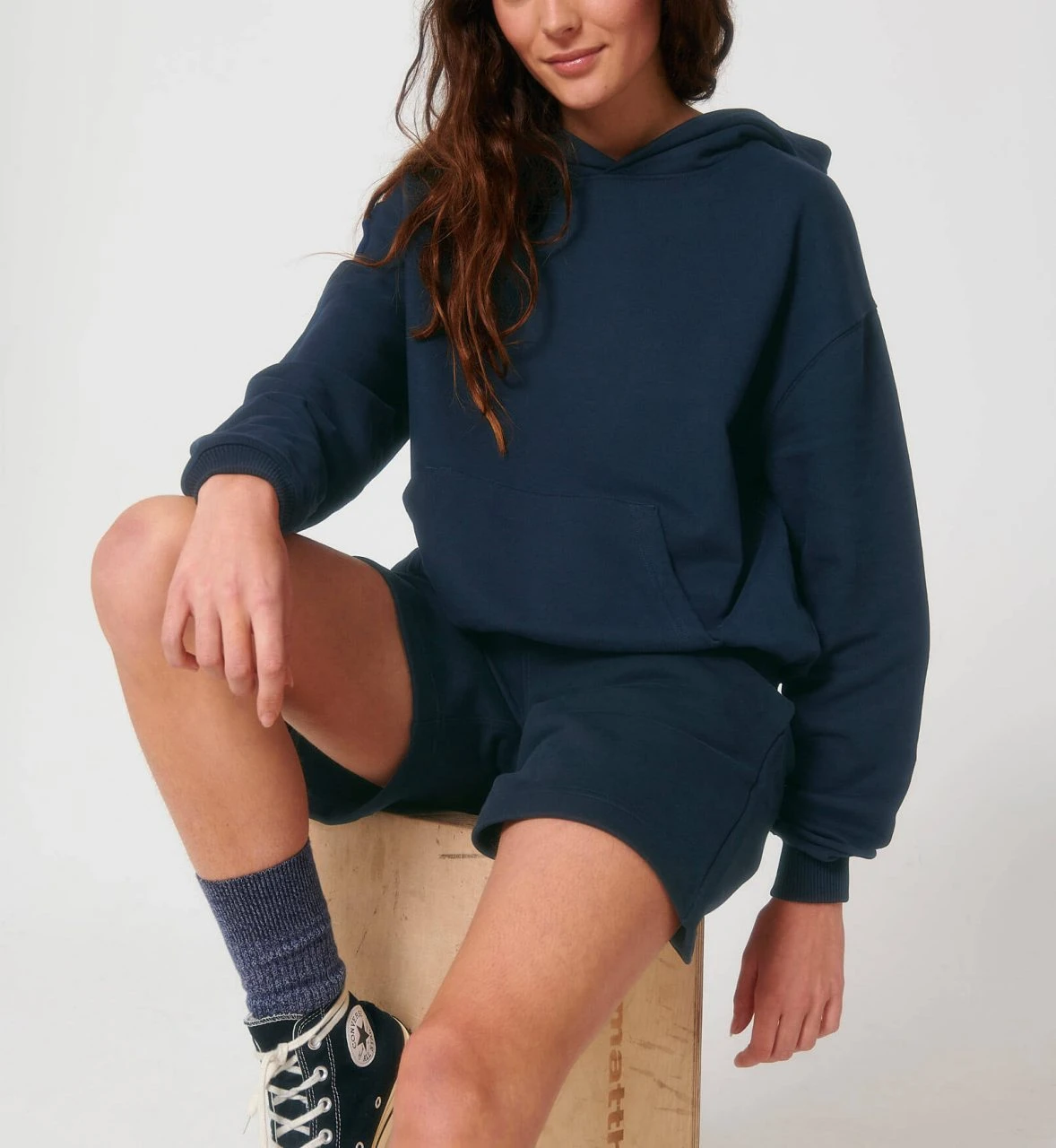 Oversized Unisex Heavy Hoodie Aus Bio-Baumwolle - French Navy 4 Oversized Unisex Heavy Hoodie Aus Bio-Baumwolle - French Navy – Bild 4