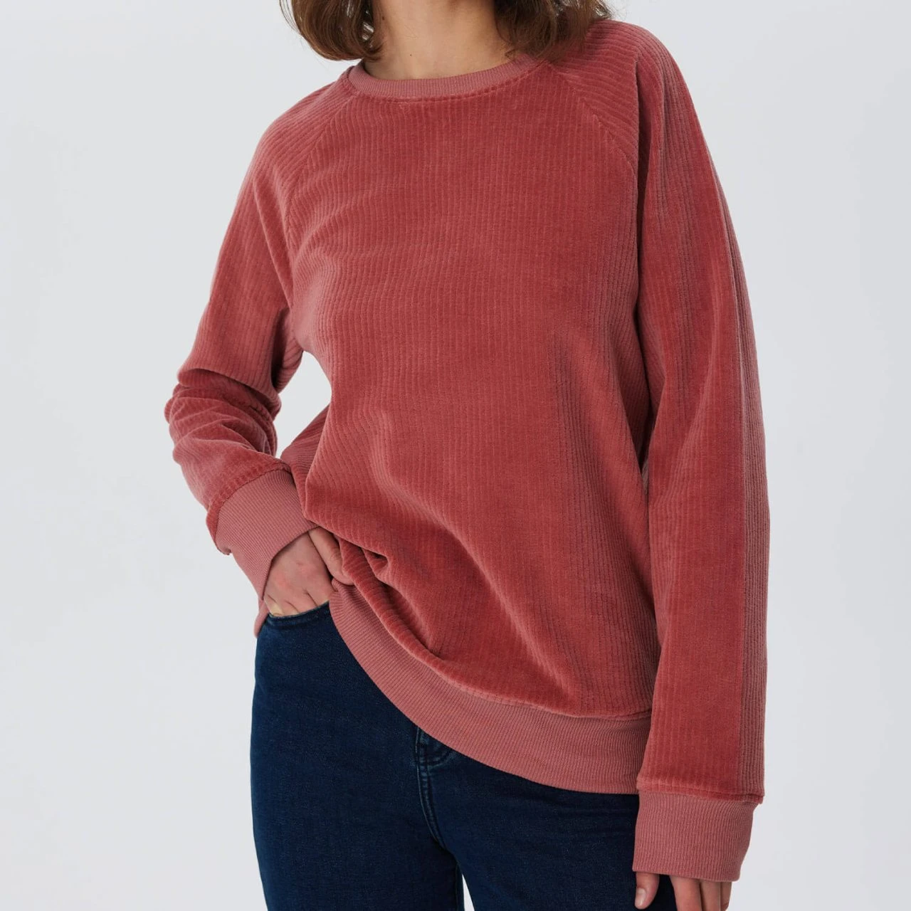 Nicki Cord Damen Sweatshirt Aus Bio-Baumwolle - Dunkel Mauve 1 Nicki Cord Damen Sweatshirt Aus Bio-Baumwolle - Dunkel Mauve