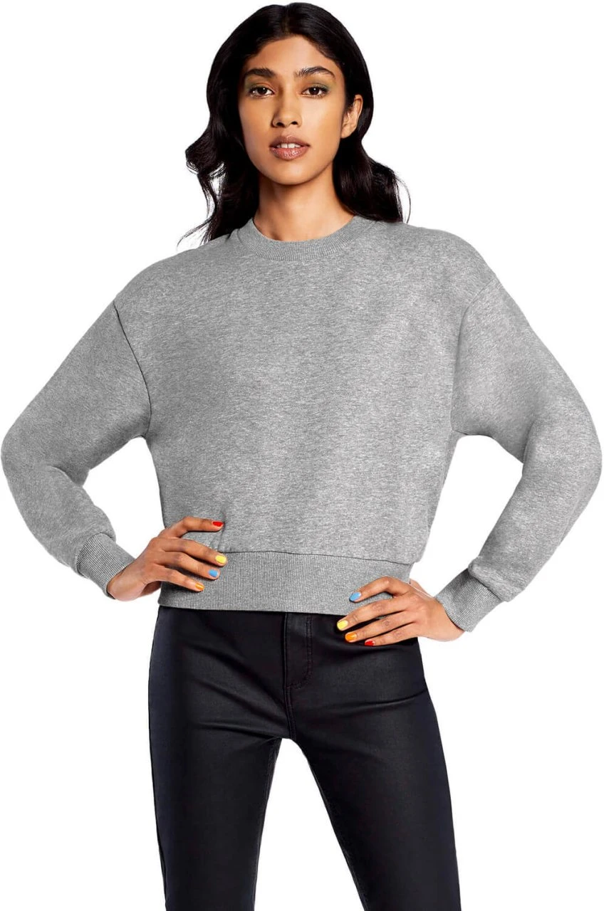 Organic Crop Sweatshirt - Melange Grey 2 Organic Crop Sweatshirt - Melange Grey – Bild 2