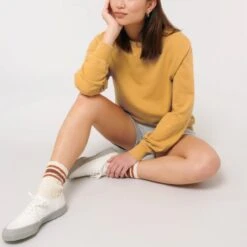 Vintage Terry Sweatshirt Aus Bio-Baumwolle - G. Dyed Gold Ochre -MELA Geschaft veganer Sweater Unisex stueckgefaerbt U085 141 1280x1280