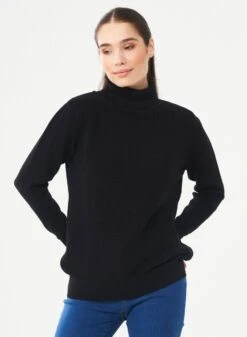 Strickpullover Mit Rollkragen Aus Bio-Baumwolle - Black