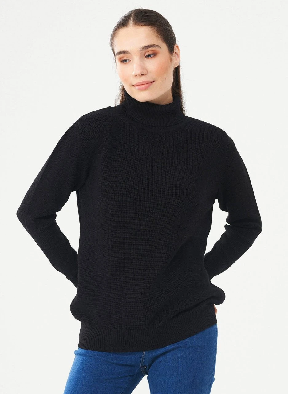 Strickpullover Mit Rollkragen Aus Bio-Baumwolle - Black 1 Strickpullover Mit Rollkragen Aus Bio-Baumwolle - Black