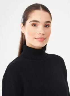 Strickpullover Mit Rollkragen Aus Bio-Baumwolle - Black 8 Strickpullover Mit Rollkragen Aus Bio-Baumwolle - Black -MELA Geschaft w casual 040 black Strickpullover fuer Damen aus Bio Baumwolle GOTS Detail Rollkragen Organication 1280x1280