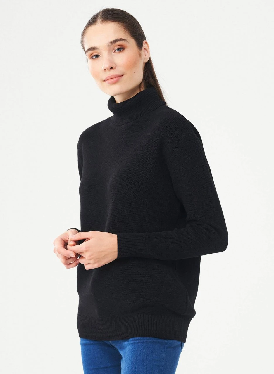 Strickpullover Mit Rollkragen Aus Bio-Baumwolle - Black 2 Strickpullover Mit Rollkragen Aus Bio-Baumwolle - Black – Bild 2