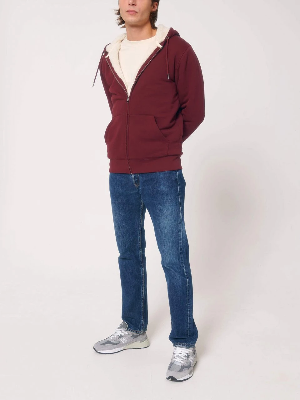 Gefütterte Unisex Kapuzenjacke Aus Bio-Baumwolle - Burgundy 3 Gefütterte Unisex Kapuzenjacke Aus Bio-Baumwolle - Burgundy – Bild 3